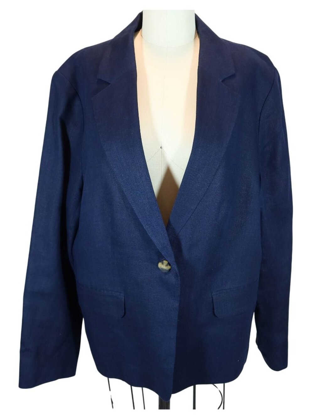 QUINCE European Linen Unstructured Blazer Size XL Navy Blue Preppy Nautical